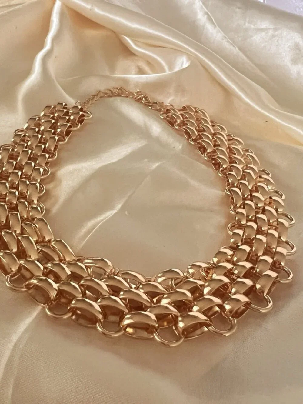 Gold Plated Panther Chunky Link Necklace On Stainless Steel Womens Jewelry